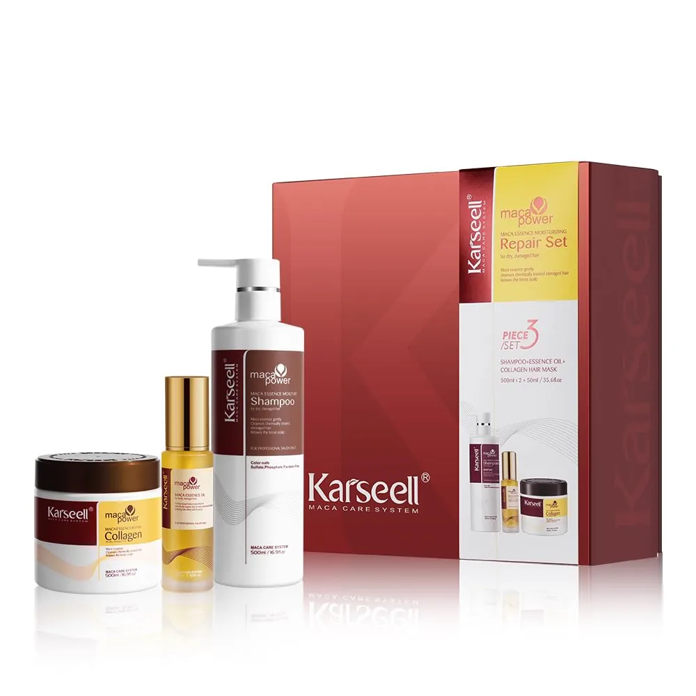 Set de mascarilla capilar de colágeno, champú y aceite de argán de Karseell